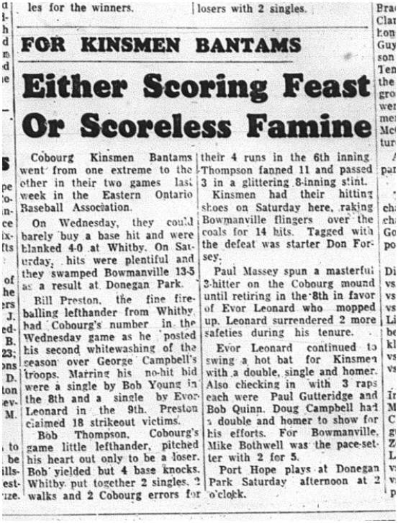 1964-07-01 Baseball - Mens - Cobourg Kinsmen Bantams