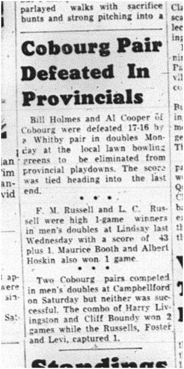 1964-07-01 Lawn Bowling - Doubles - Cobourg Vs. Whitby