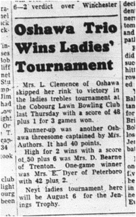 1964-07-01 Lawn Bowling - Ladies - Tournament - Oshawa Trio