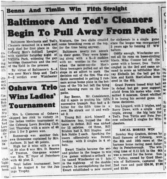 1964-07-01 Softball - Mens - Baltimore Merchants - Teds Cleaners