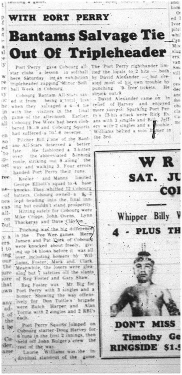 1964-07-01 Softball - Mens - Cobourg Bantams All-Stars Vs. Port Perry