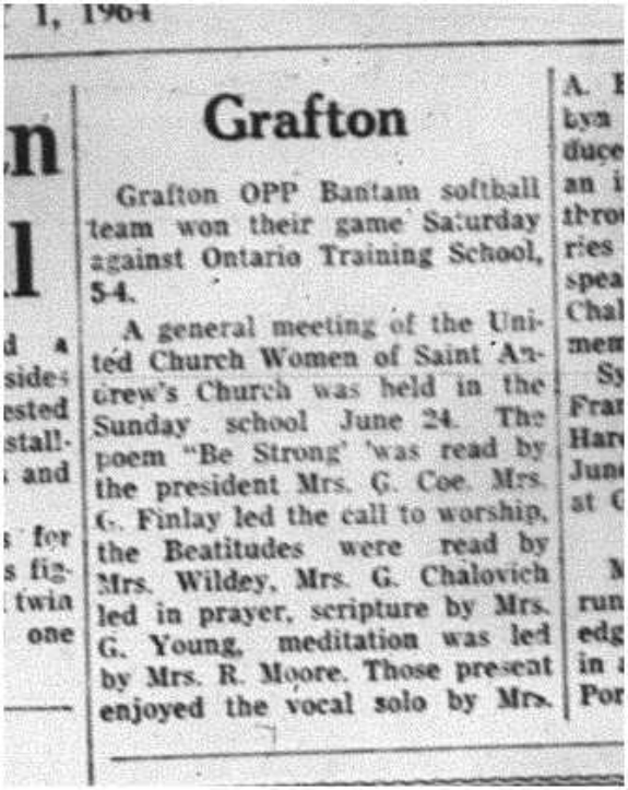 1964-07-01 Softball - Mens - Grafton OPP Bantam Team