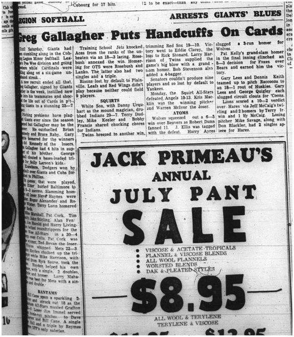 1964-07-08 Softball - Boys - Legion Minor Softball League - Peewee Divison