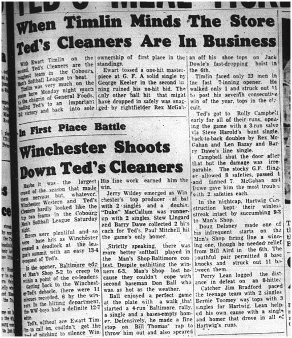 1964-07-22 Softball - Mens  - Cobourg Softball League