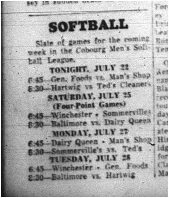 1964-07-22 Softball - Mens - Weekly Games