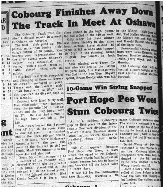 1964-07-22 Track and Field - Mixed - Cobourg Track Club - Oshawa Meet