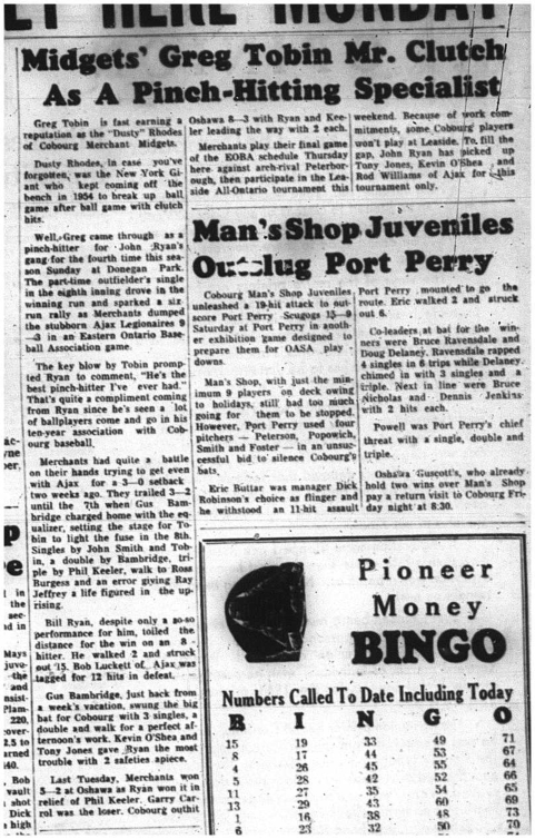 1964-07-29 Baseball - Boys - Cobourg Merchant Midgets - Greg Tobin