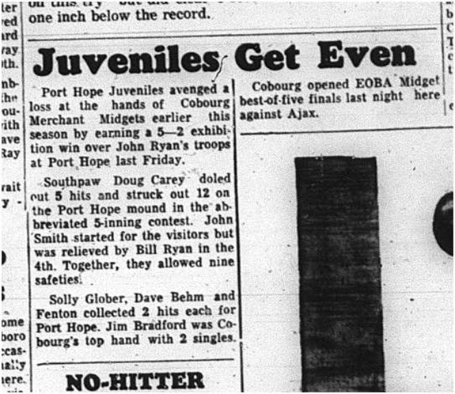1964-08-12 Baseball - Mens - Cobourg Merchant Midgets Vs. Port Hope Juveniles