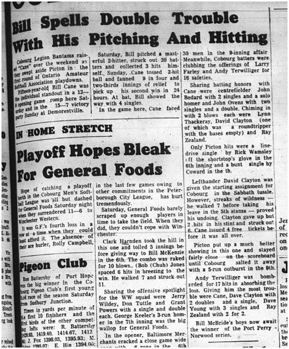 1964-08-12 Softball - Mens - Cobourg Legion Bantams