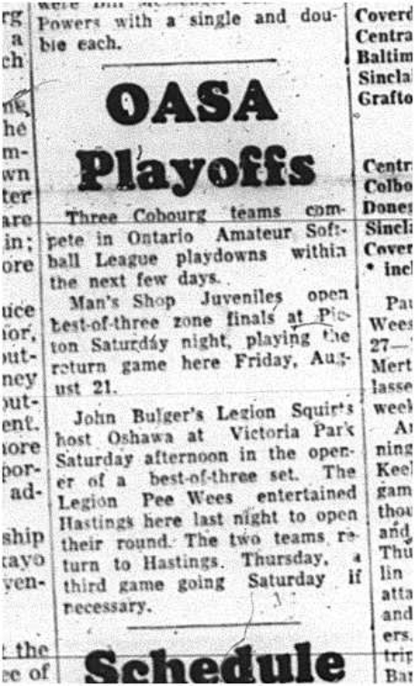 1964-08-12 Softball - Mens - OASA Playoffs