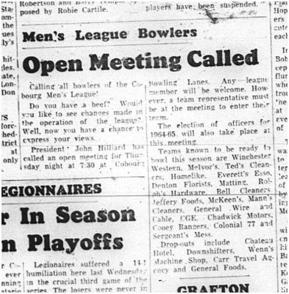 1964-08-19 Bowling - Mens - Cobourg Mens League - Meeting