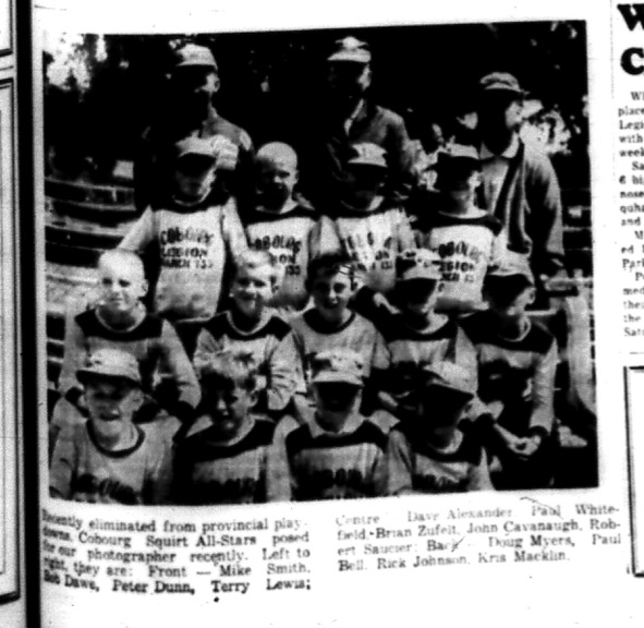 1964-09-02 Softball - Boys - Cobourg Squirt All-Stars - Provincial Play Downs - Eliminated - Team Picture
