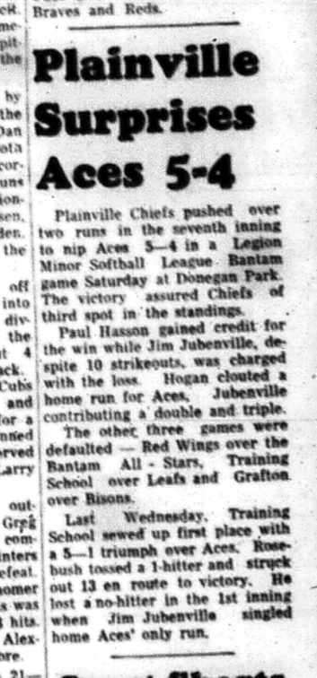 1964-09-02 Softball - Boys - Legion Minor Softball League - Plainville Vs. Acres - Bantam Section