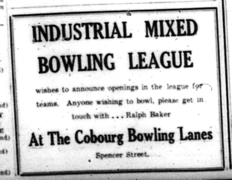 1964-09-09 Bowling - Mixed- Industrial Mixed League - Cobourg Bowling Lanes