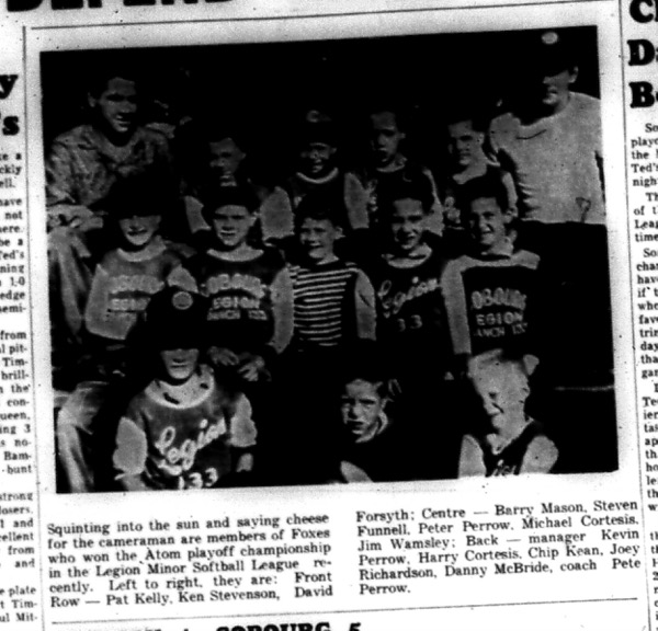 1964-09-09 Softball - Boys - Legion Minor Softball League - Foxes - Atom Playoff Championship