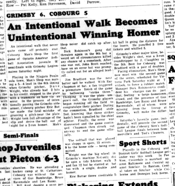 1964-09-09 Softball - Mens - OASA - Juvenile B finals