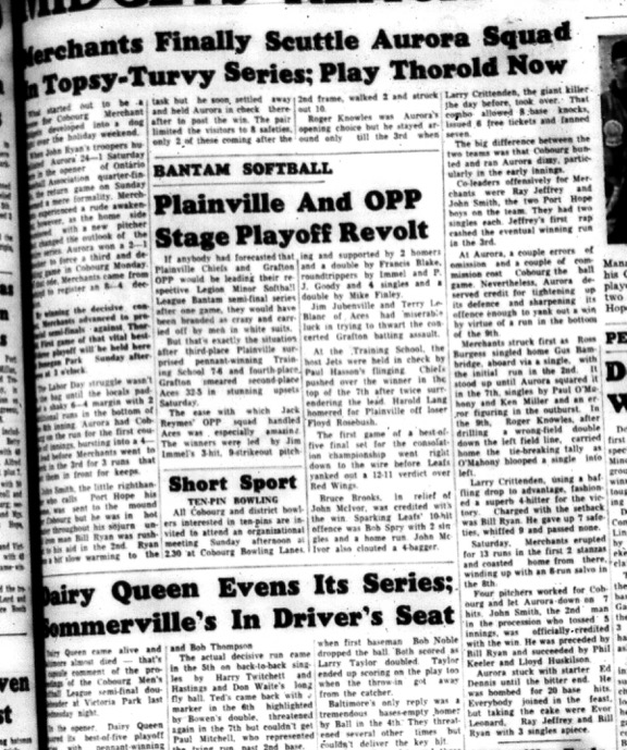 1964-09-09 Softball - Mens - OASA - Merchants Vs. Aurora