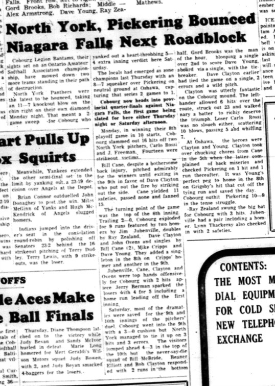 1964-09-16 Softball - Boys - Cobourg Legion Bantams - OASA