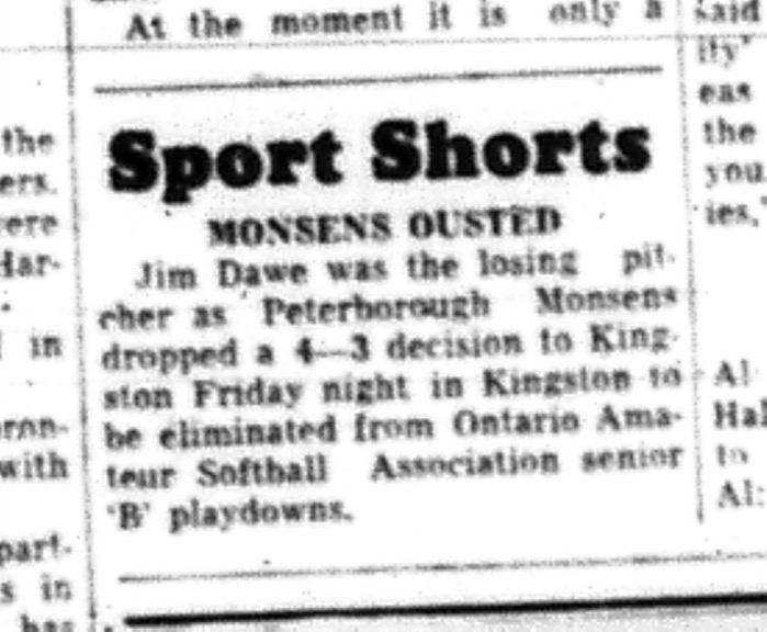 1964-09-16 Softball - Boys - OASA - Jim Dawe - Sport Shorts