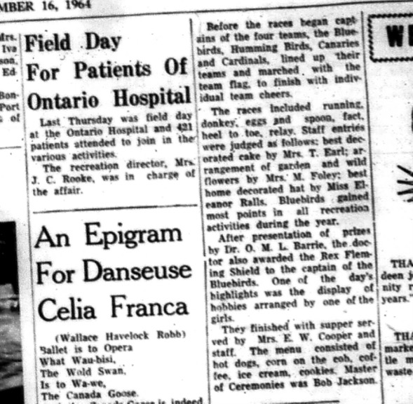 1964-09-16 Track and Field - Field Day - Onatrio Hospital Patients
