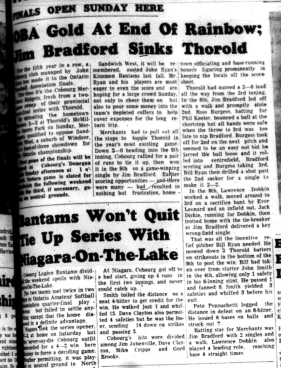 1964-09-23 Baseball - Boys - Cobourg Merchant Midgets - OBA Finals