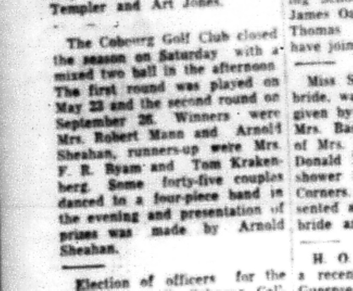 1964-09-23 Golf - Cobourg Golf Club - Season Closed