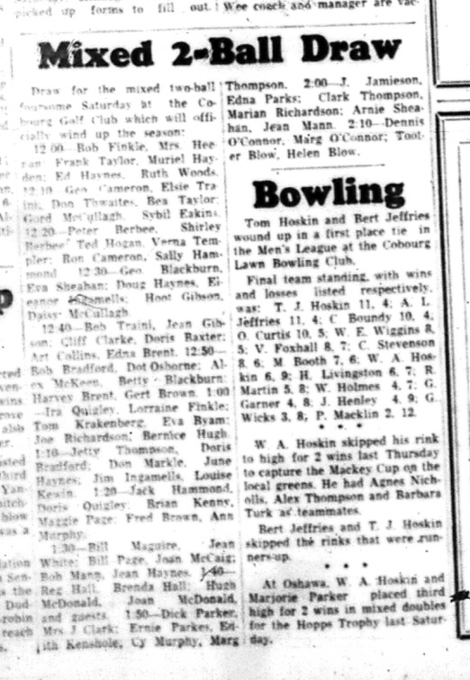 1964-09-23 Golf - Cobourg Golf and Curling Club - Mixed 2 Ball