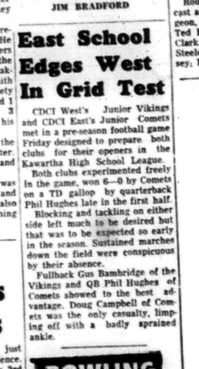 1964-09-23 School - Football - CDCI West Junior Vikings Vs. CDCI East Junior Comets - Pre Season