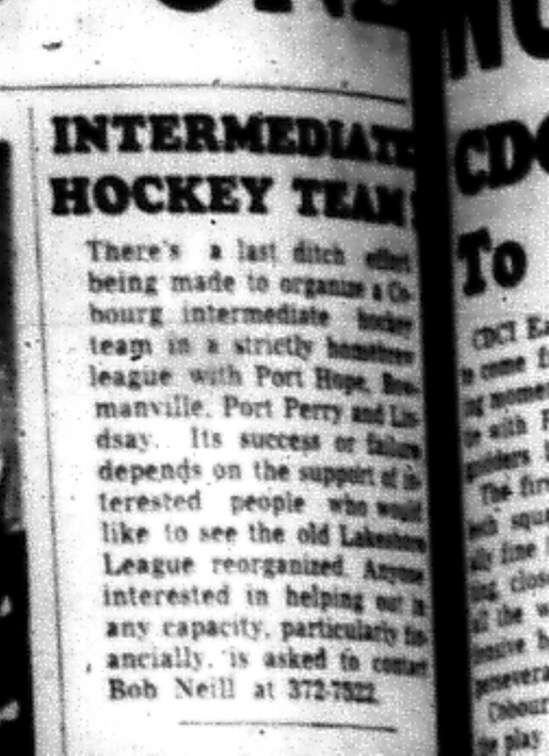 1964-09-30 Hockey - Boys - Intermediate League