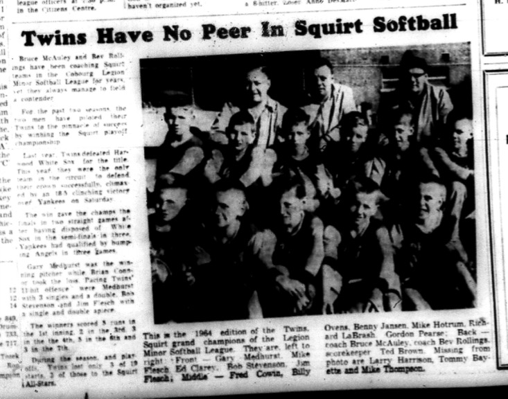1964-09-30 Softball - Boys - Legion Minor Softball League - Twins - Squirts