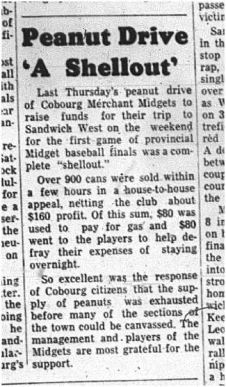 1964-10-07 Baseball - Boys - Cobourg Merchant Midgets - Peanut Drive