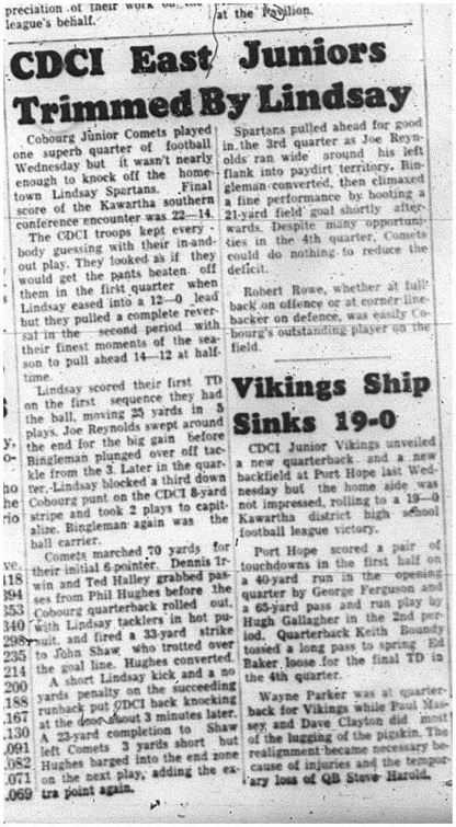 1964-10-07 School - Football - Boys - Cobourg Junior Comets Vs. Lindsay