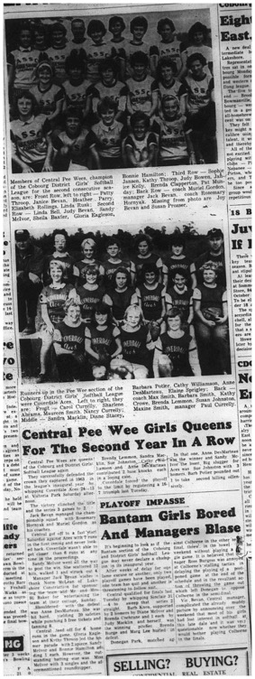 1964-10-07 Softball - Cobourg and District Girls Softball League-Central Vs Coverdale Aces-Peewee Championship-Team Pictures