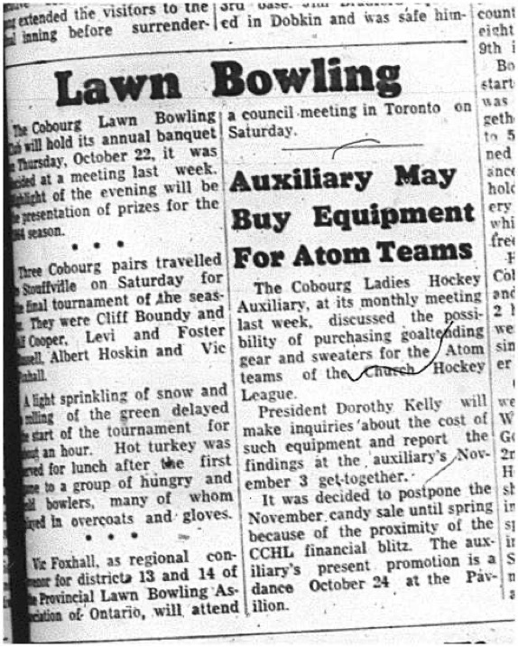 1964-10-14 Lawn Bowling - Cobourg Lawn Bowling - Annual Banquet