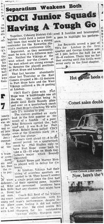 1964-10-14 School - Football - Boys - CDCI Junior Squads Vs. Port Hope and Lindsay