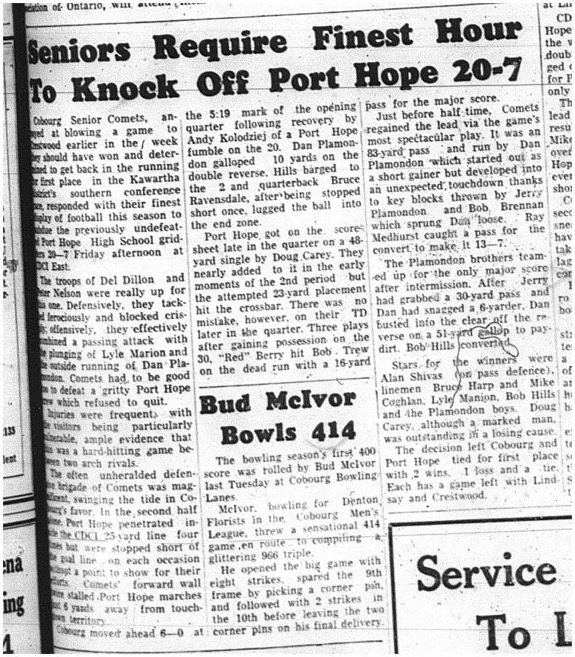 1964-10-14 School - Football - Boys - Cobourg Senior Comets Vs. Port Hope
