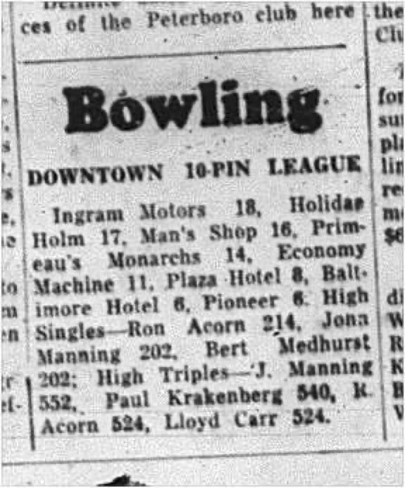 1964-10-21 Bowling - Mens - Downtown 10-Pin League - Results