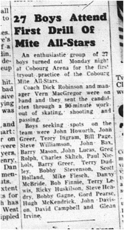 1964-10-21 Hockey - Boys - CCHL - Mite All-Stars - Cobourg Arena - 27 Boys Attend