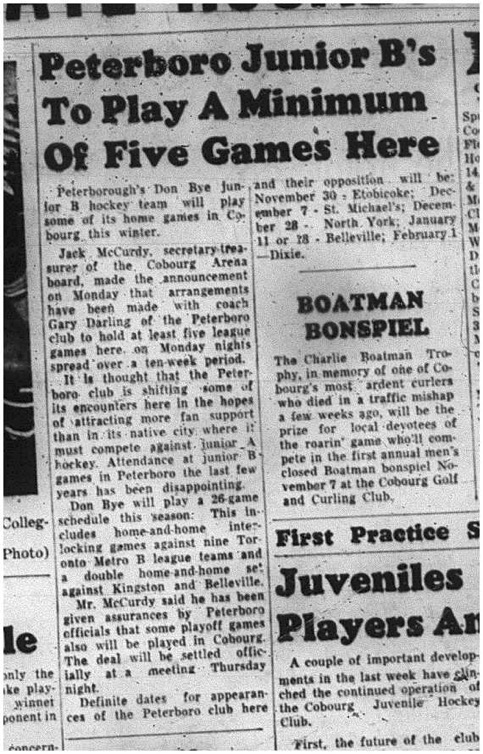 1964-10-21 Hockey - Boys - Peterborough Junior B - Home Games - Cobourg