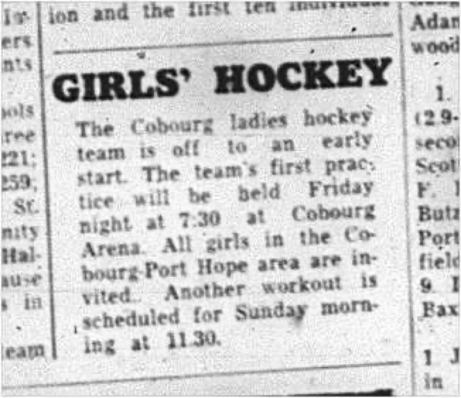 1964-10-21 Hockey - Ladies - Cobourg Ladies Hockey Auxiliary - Early Start