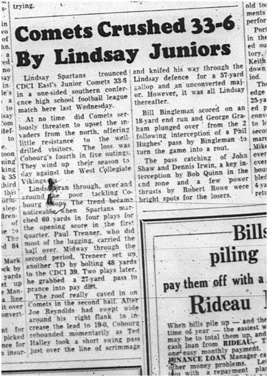 1964-10-21 School - Football - Boys - CDCI East Junior Comets Vs. Lindsay