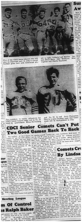 1964-10-21 School - Football - Boys - CDCI Senior Comets - Pictures