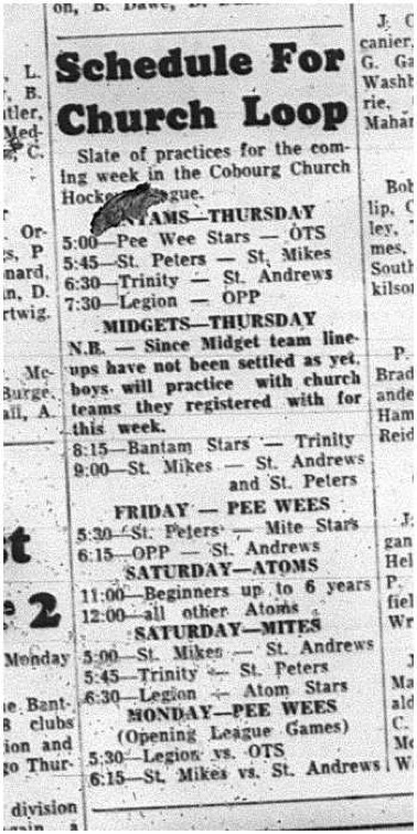 1964-10-28  Hockey - Boys - CCHL - Schedule - Practices