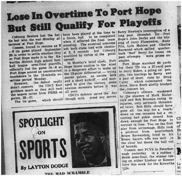 1964-10-28 School - Football - Boys - CDCI Comets Vs. Port Hope