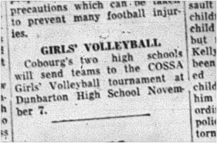 1964-10-28 School - Volleyball - Girls - Cobourg Teams - COSSA Tournament