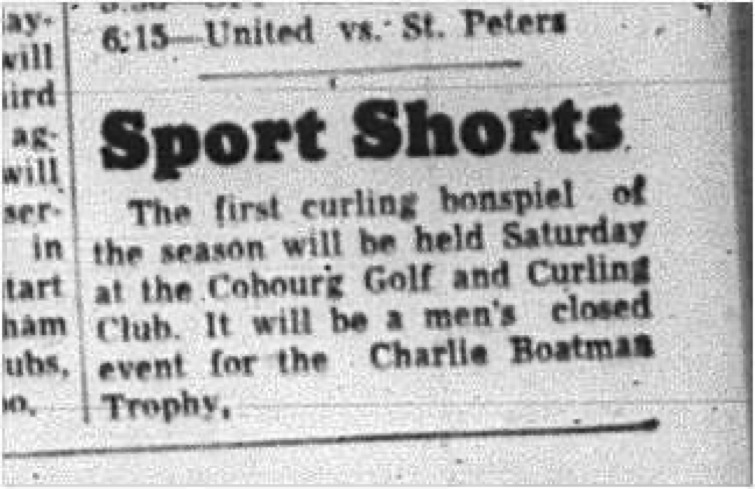 1964-11-04 Curling - Mens - Cobourg Golf and Curling Club - Bonspiel