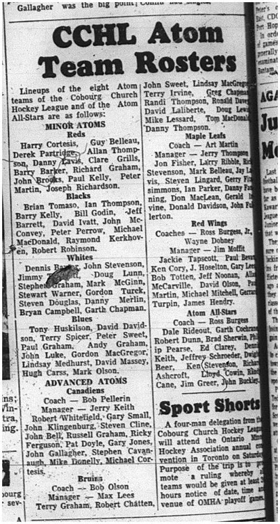 1964-11-04 Hockey - Boys - CCHL - Atom All-Stars - Lineups