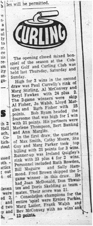 1964-11-18 Curling - Mixed - Cobourg Golf and Curling Club - Mixed Bonspiel