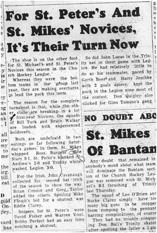 1964-11-18 Hockey - Boys - CCHL - St. Peters - St. Mikes - Novices