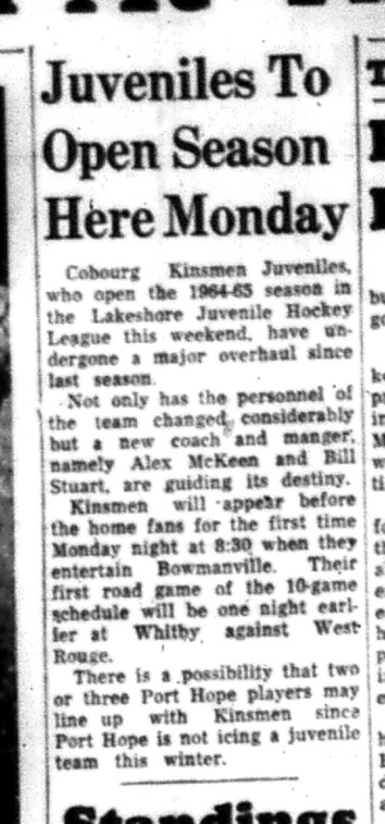 1964-11-18 Hockey - Boys - Lakeshore Juvenile Hockey League - Open Season